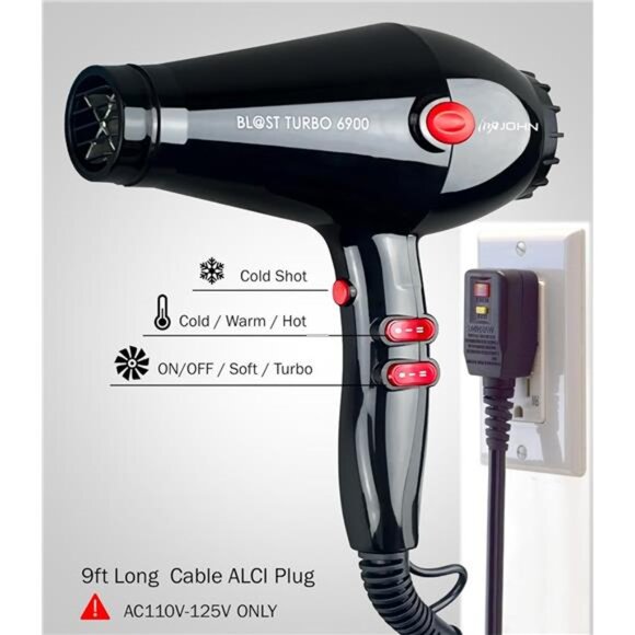 JOHN Super Fast Drying Hair Dryer, Ionic 2200W Professional Salon Blow Dryer - Picture 5 of 6
